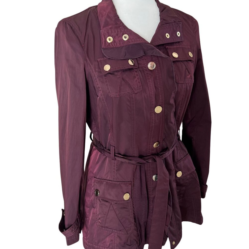 WHBM White House Black Market Plum Purple Trench Coat Size 0 - Picture 3 of 7